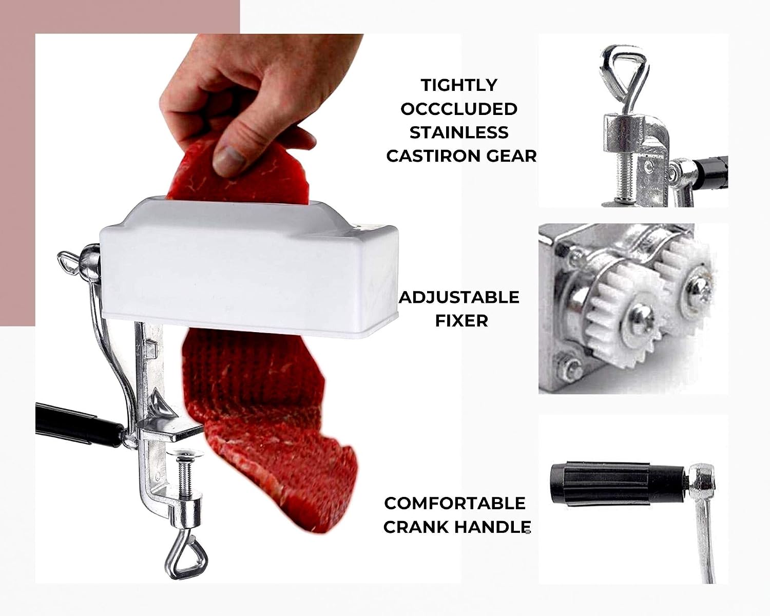 Commercial Meat Tenderizer Cuber – Heavy Duty Steak Flatten Tool Meat Grinder Attachment Clamp-on Rolling Cuber for