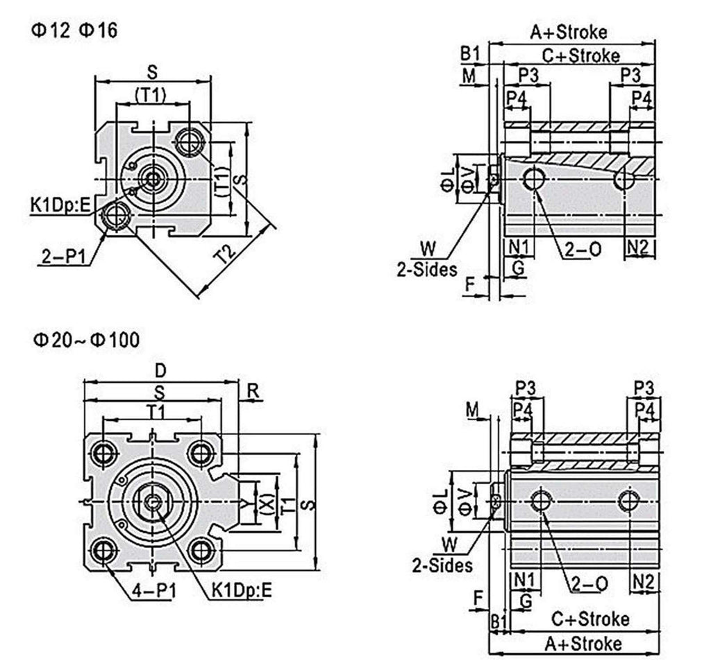 SDA50x40 Pneumatic SDA50-40mm Double Acting Compact AIR Cylinder