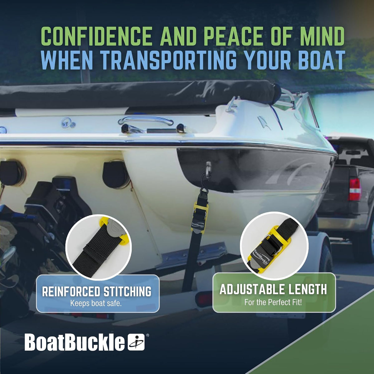 BoatBuckle Pro Series Kwik-Lok Transom Tie Downs, 2 in x 6 Ft, 2-Pack