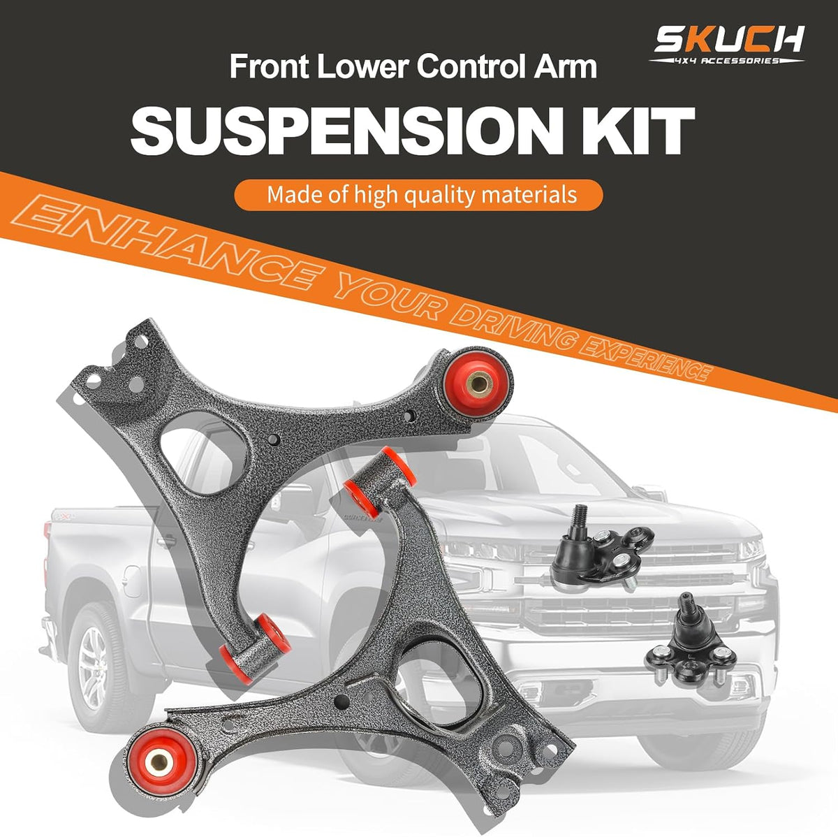 4pc Front Lower Control Arms & Ball Joints Kit for 2006-2011 Honda Civic & Acura CSX – 2 Lower Control Arms + 2 Lower Ball Joints, Direct Replacement K620382 K620383 K500069 K500070