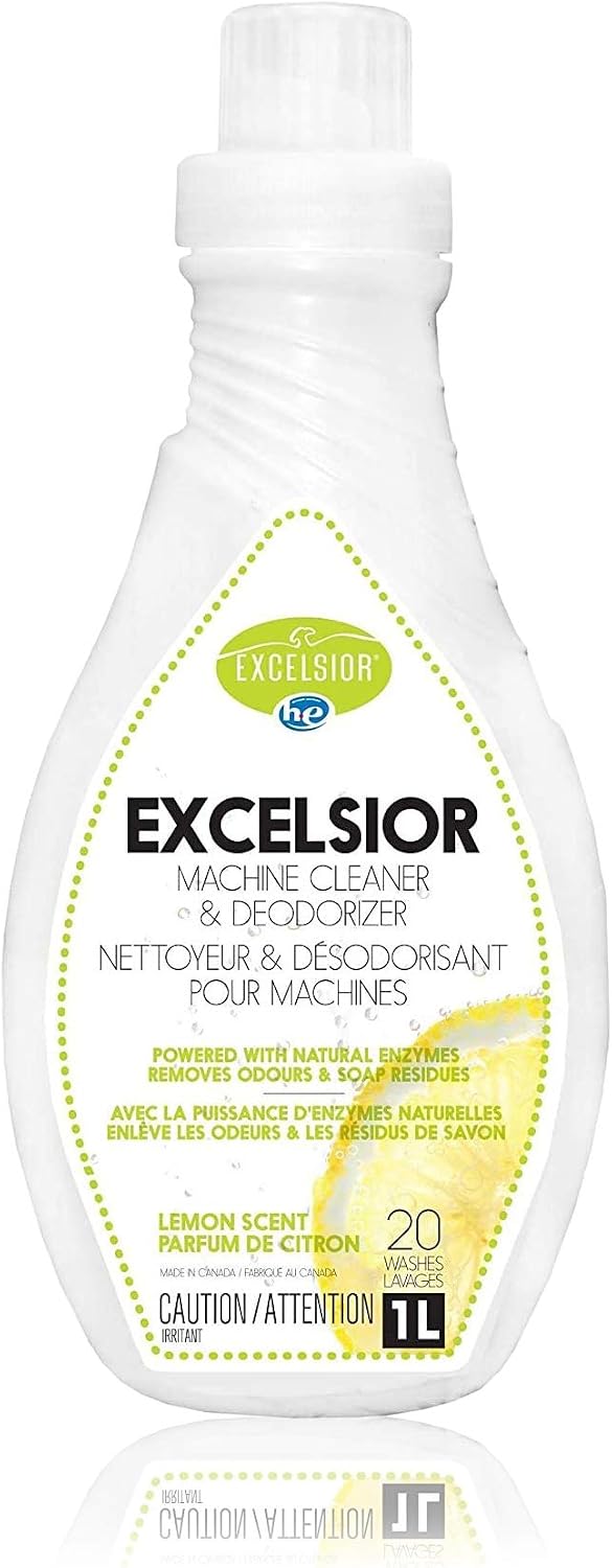 Excelsior HE Washing Machine Cleaner & Deodorizer, 20 Uses, 1 Liter