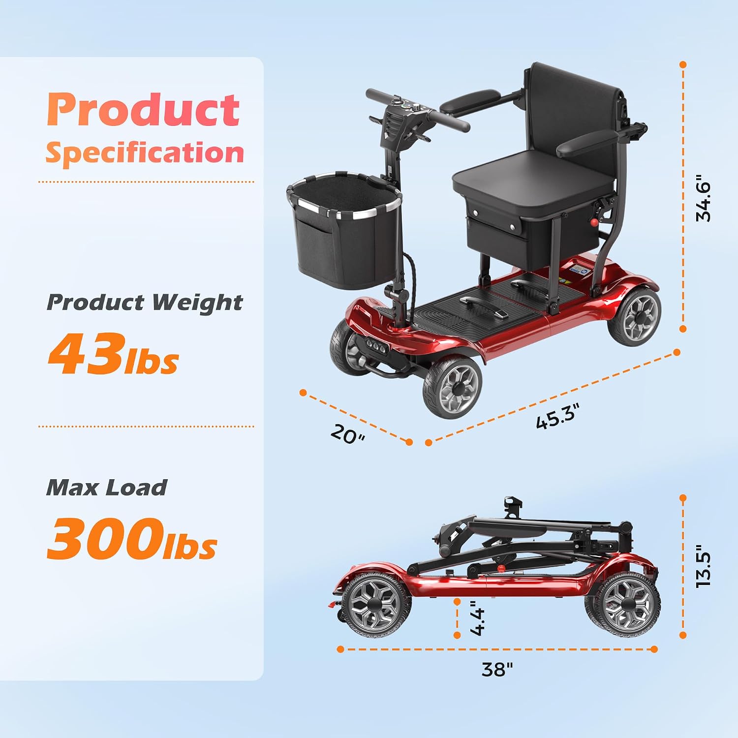 Lightweight Mobility Scooter for Adult & Seniors Cruise & Airline Approved