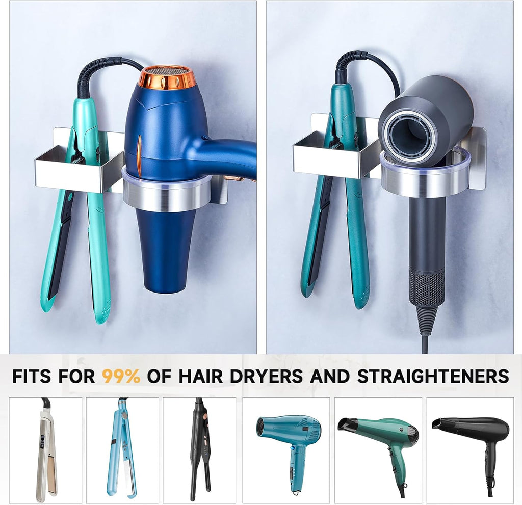 Hair Dryer Holder Wall Mounted, Hair Straightener Holder, Blow Dryer Holder Adhesive, Hair Tool Organizer for Flat