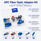 UPC-LC SC FC Fiber Optic Adapter/Coupler Kit 10Pc - Adjustable Storage Box