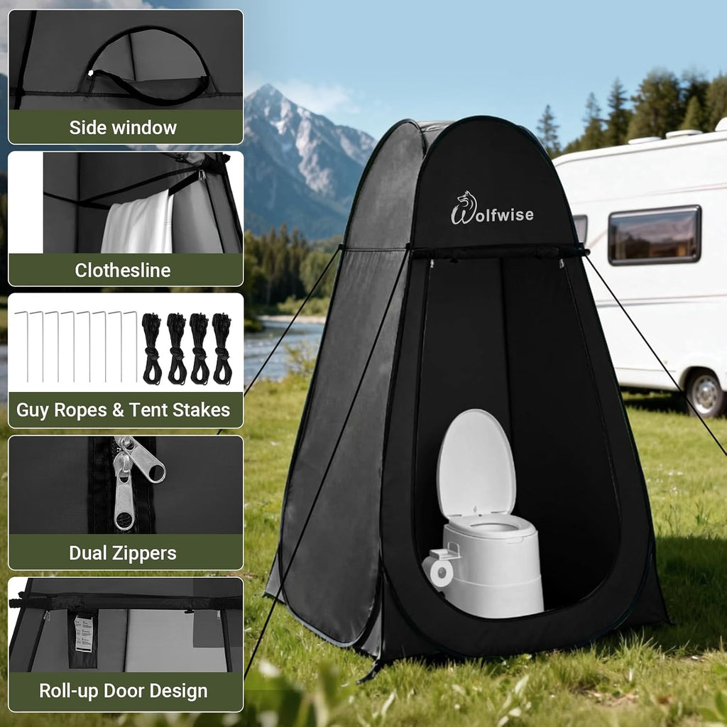 Pop Up Shower Tent for Camping Essentials, Compact & Lightweight | Portable Instant Changing Tent with Window & Carry
