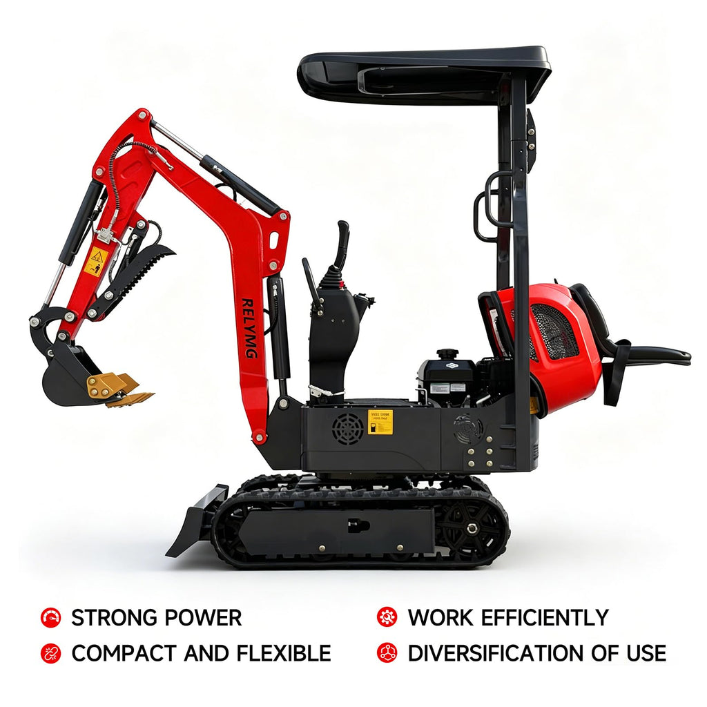Mini Excavator,1.2 Ton Mini Digger,13.5HP B&S Gasoline Engine,EPA Certified,Compact Rubber Tracked Excavator