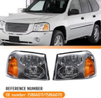 Headlight Assembly Compatible with 2002-2009 GMC Envoy, Headlamp w/o Bulb Replace# 15866071 15866070