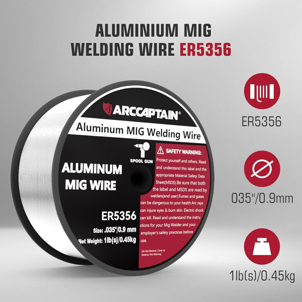 ARCCAPTAIN Magnesium Aluminum Welding Wire ER5356 .035" MIG Welding Wire, 1 Pound Spool x 5