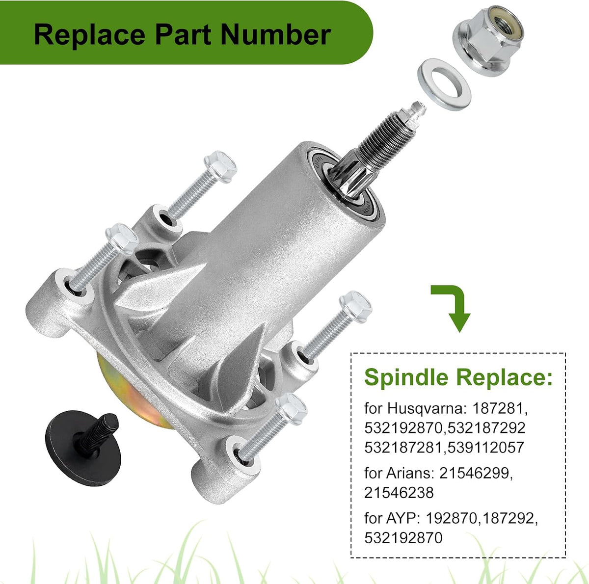 187292 Mower Spindle for 42" 46" 48" 54" Deck, 587819701 Mandrel Assembly Fits for Craftsman Hus qvarna A riens Pou LAN Pro, Replace for 192870 532187281 532187292 567253301