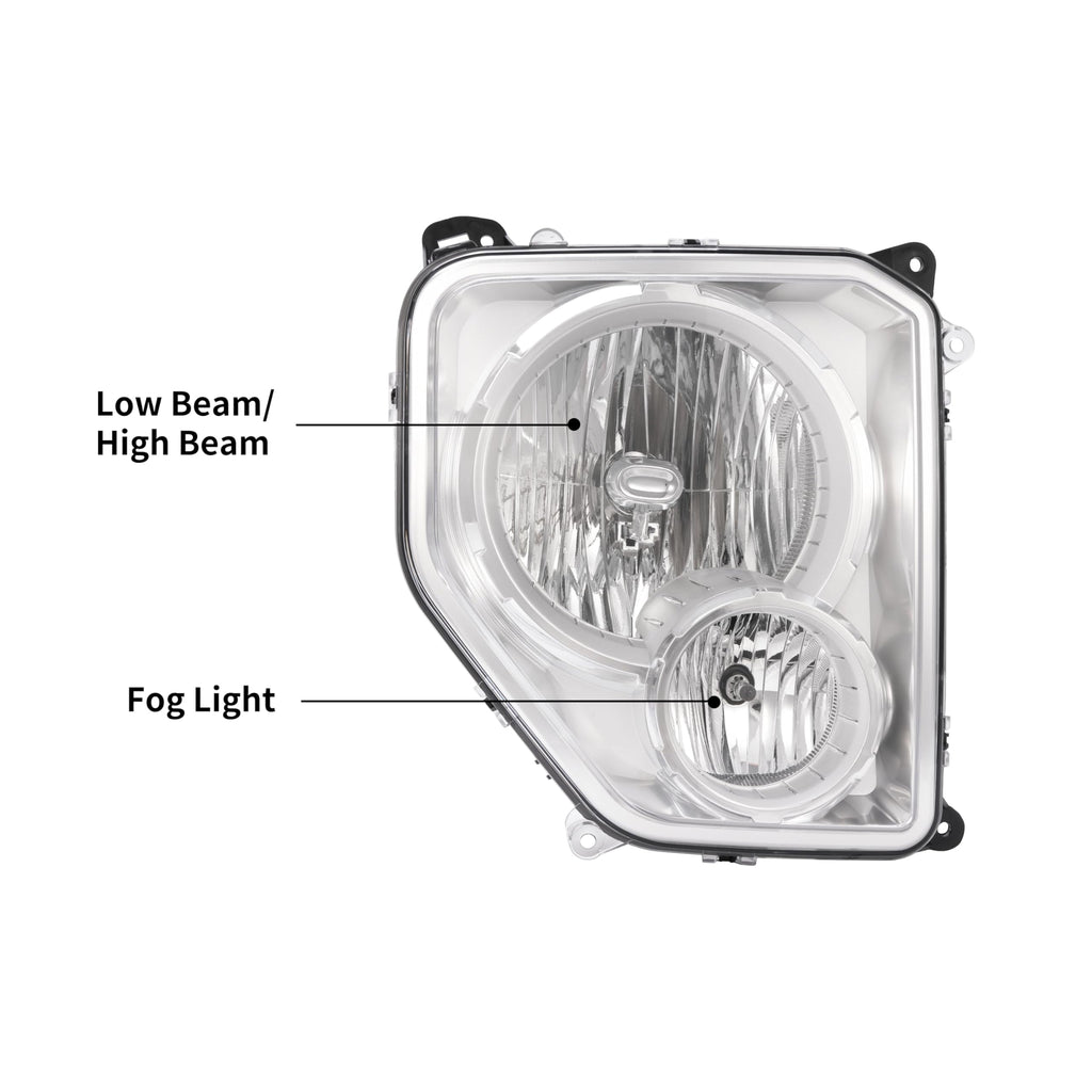 Headlight Assembly w/Fog Light Compatible with 08-12 Jeep Liberty