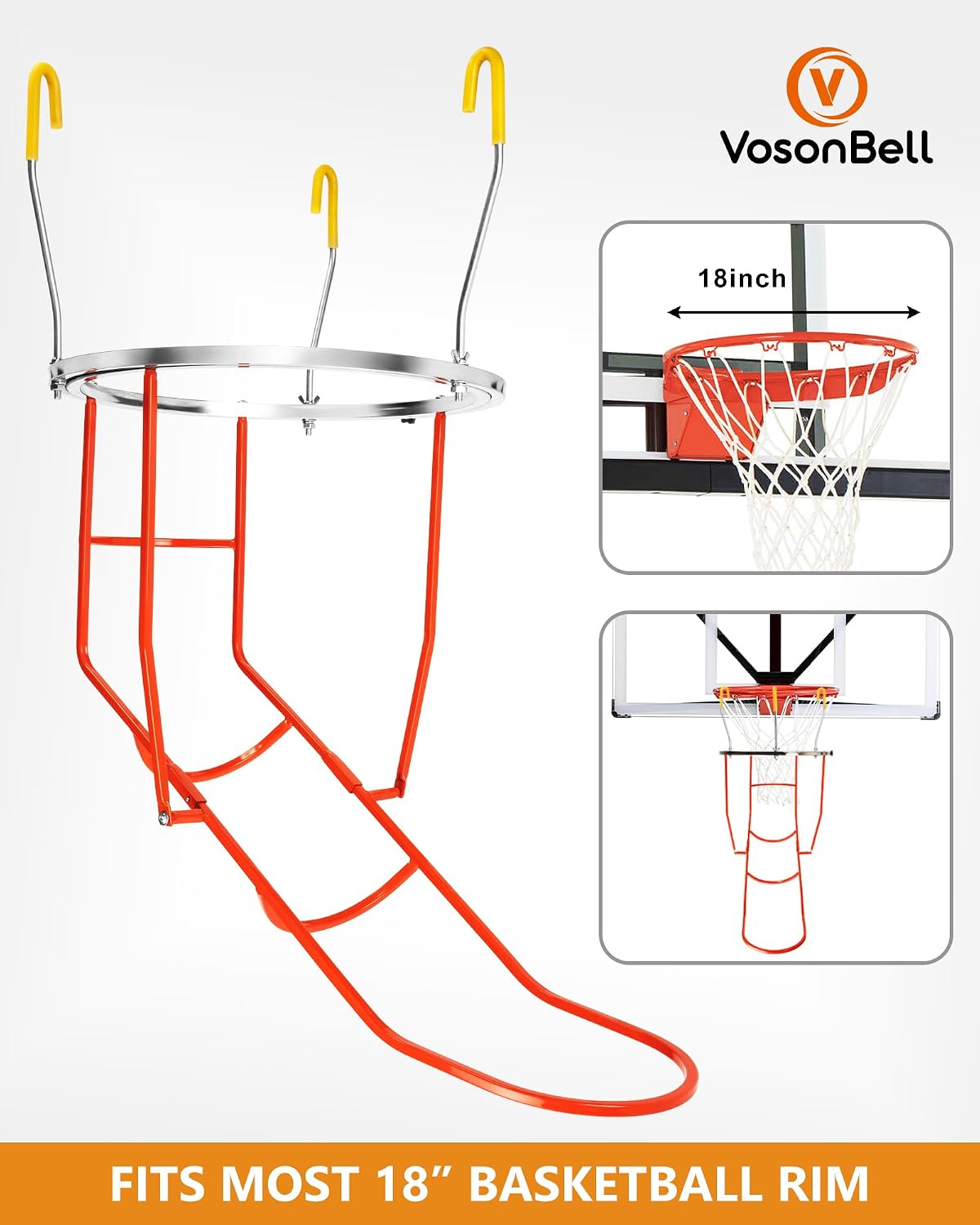 Upgraded Basketball Shot Trainer Rebounder, Heavy Duty Basketball Return Attachment with 360° Rotating Chute