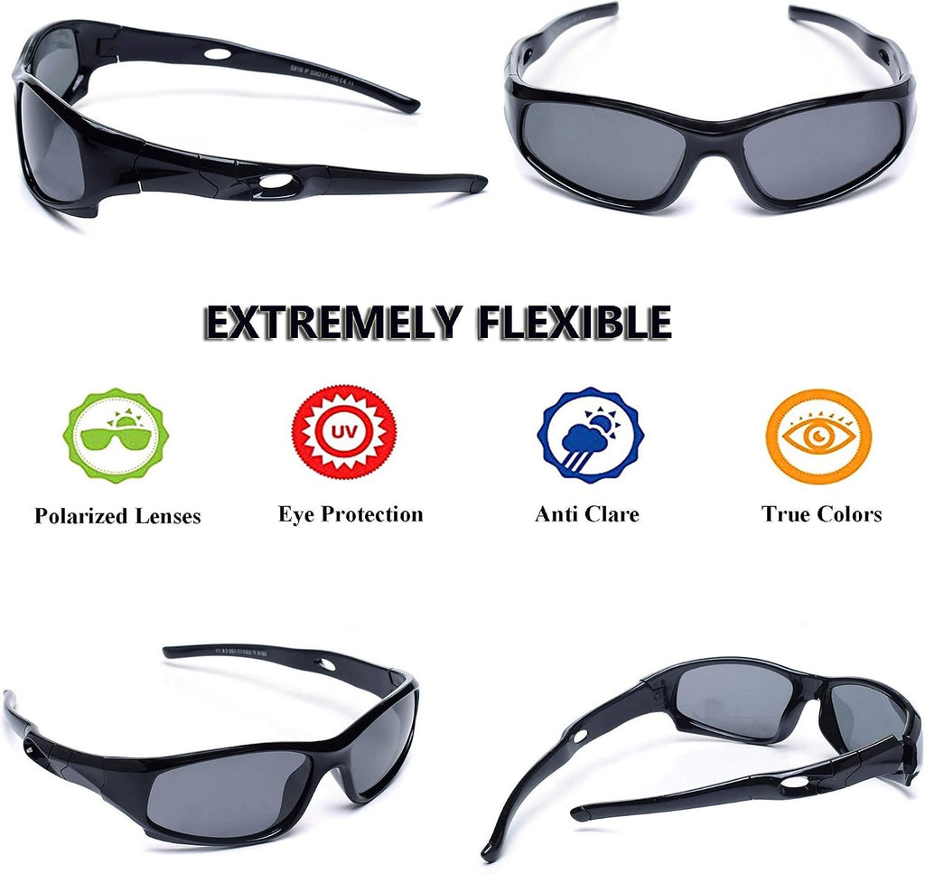 Kids Sunglasses Boys Girls Sports Polarized Sunglasses for kids Child Youth Baseball Beach Sun Glass with Strap