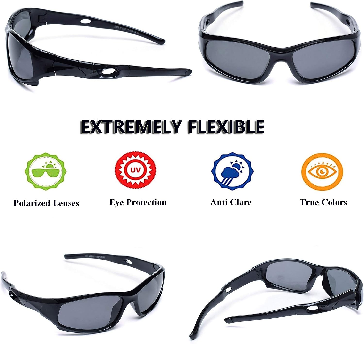 Kids Sunglasses Boys Girls Sports Polarized Sunglasses for kids Child Youth Baseball Beach Sun Glass with Strap
