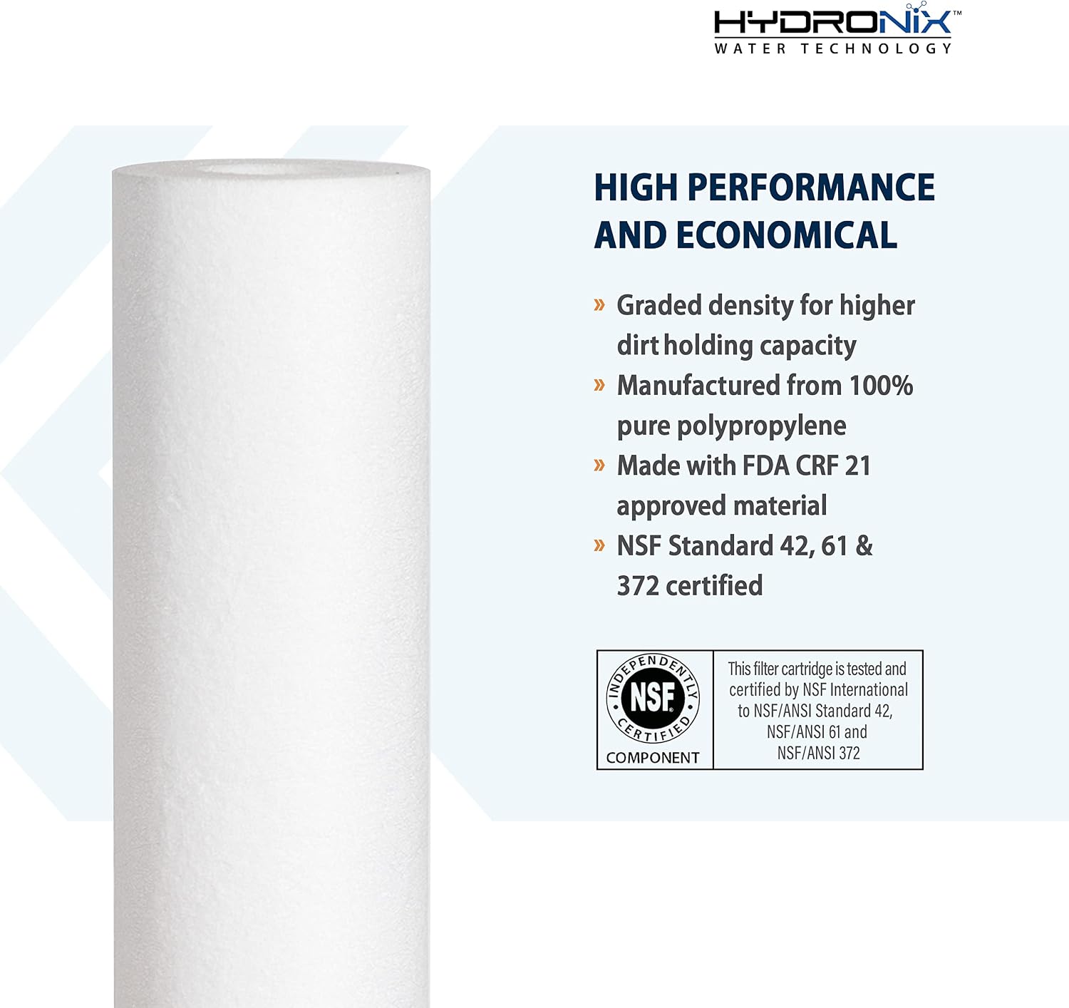 SDC-25-2005 Whole House, RO Systems or Commercial Use Sediment Water Filter Cartridge 2.5" x 20" - 5 micron (PACK OF 4)