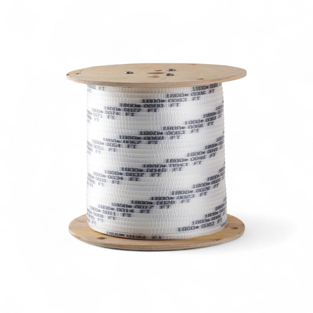 ESK Packaging Conduit Measuring Pull Tape – 1/2 Inch x 500 ft – 1250#, Wooden-Reel, Low-Stretch, Pre-Lubricated Polyester Pull Tape | Foot-Marked | Underground Conduit & Wire Pull String