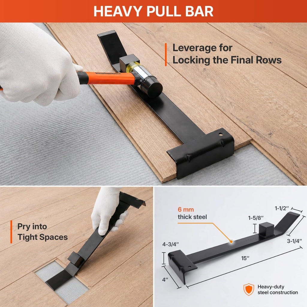 45-Piece Laminate Flooring Tools, Heavy Pull Bar, Solid Tapping Block with Handle, 40 Spacers, 33mm Double-Faced
