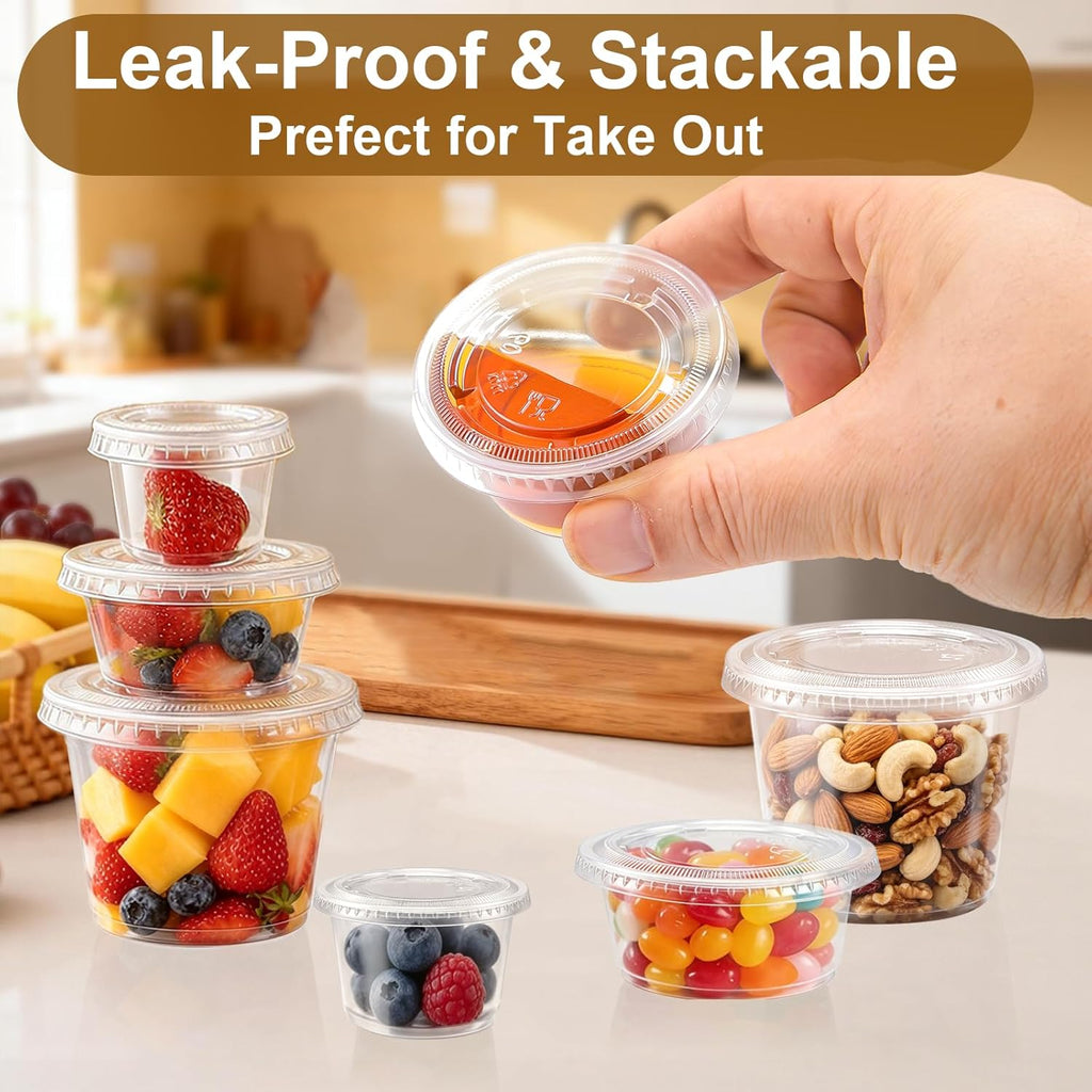 400 Sets 2 oz Plastic Jello Shot Cups with Lids, Small Portion Cups