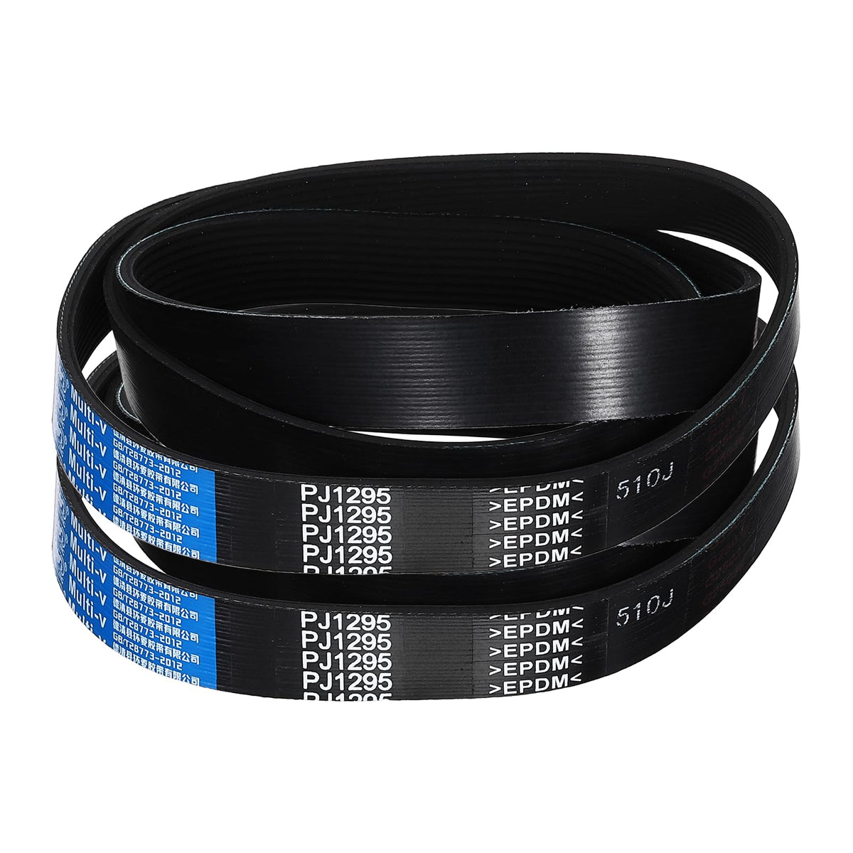 uxcell 2Pcs 510J10 PJ V-Ribbed Belt 10 Ribs 51" L x 0.92" W x 0.14" H, EPDM
