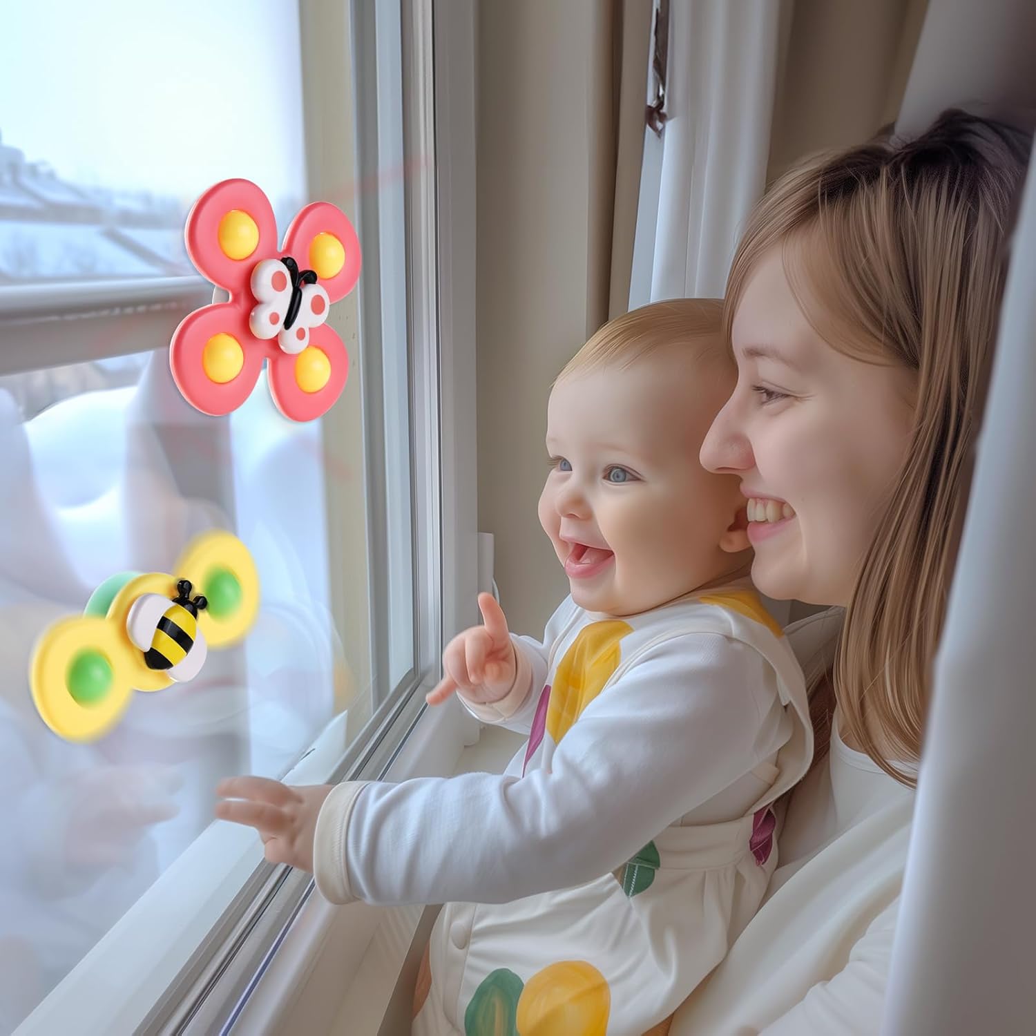 3PCS Suction Cup Spinner Toys for 1 Year Old Boy Girl|Spinning Top 12 18 Months|1 2 Year Old Boy Birthday Gift|Baby