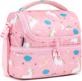 Kids Double Decker Cooler Insulated Lunch Bag Large Tote for Boys, Girls, Men, Women, With Adjustable Strap, Unicorn
