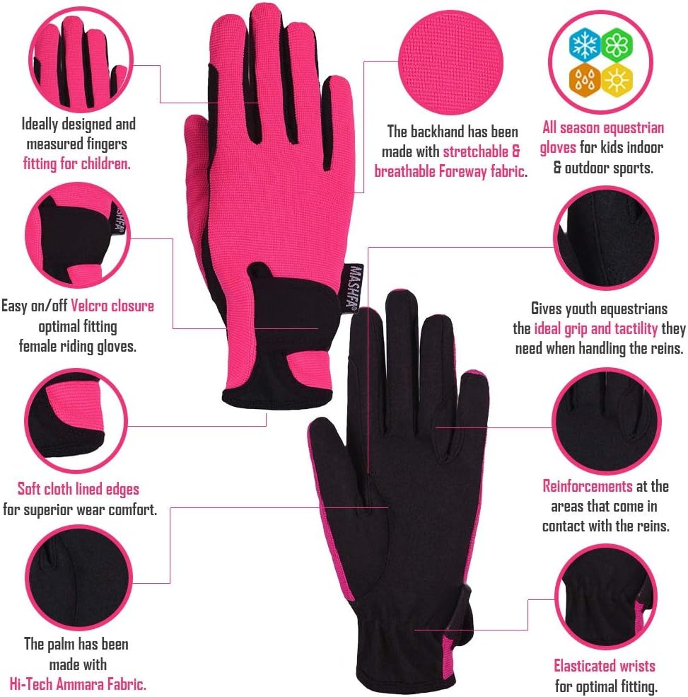 Kids Horse Riding Gloves Children Equestrian Kids Gloves Child Horseback Bike Gardening Boys & Girls Mittens Pony