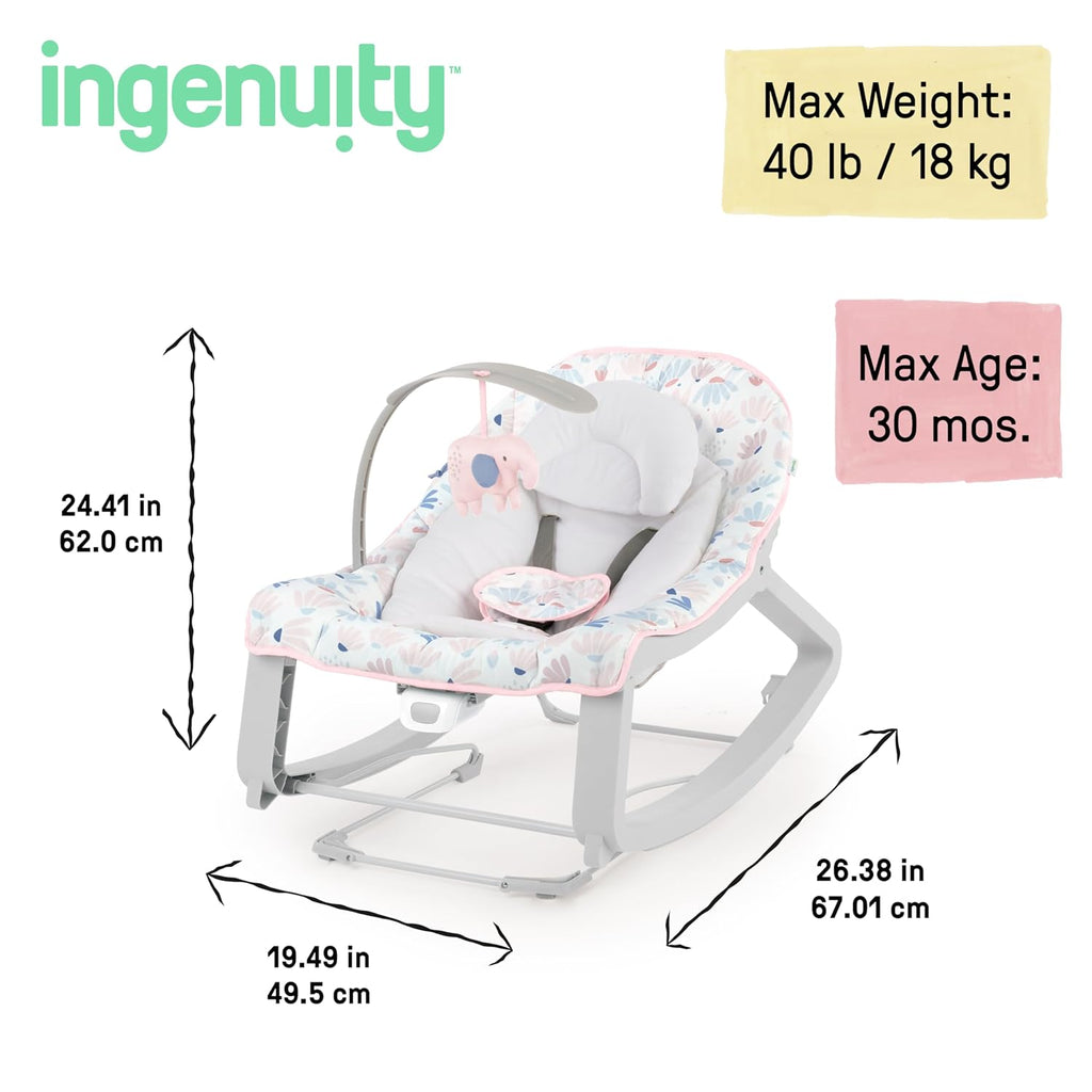 Keep Cozy 3-in-1 Grow with Me Vibrating Baby Bouncer Seat & Infant to Toddler Rocker, Vibrations & -Toy Bar, 0-30