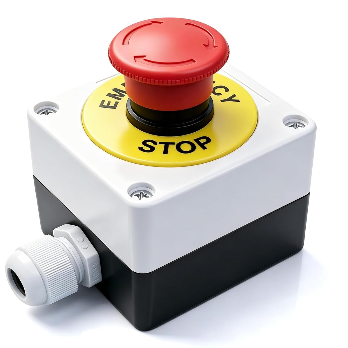 mxuteuk 22mm 2NC Red Mushroom Emergency Stop Push Button Switch Estop AC 660V 10A Switch Station Box，1 Years Warranty HB2-ES544-BOX-W