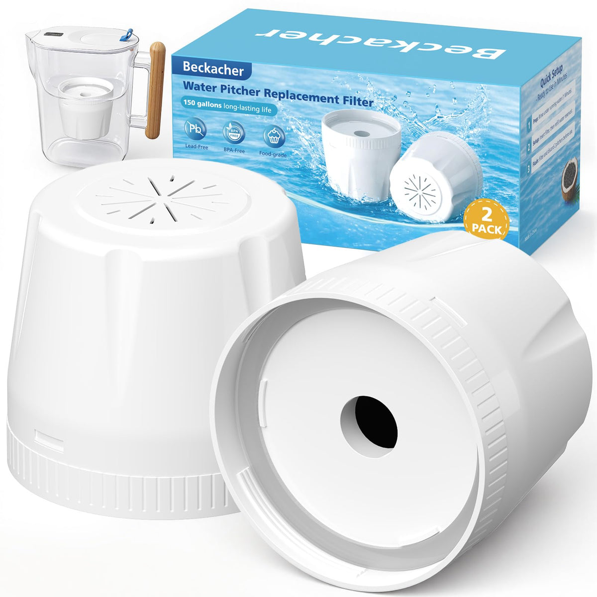 2 Pack Replacement Filter for Epic Water Filter Pitcher (Pure) and Aquagear