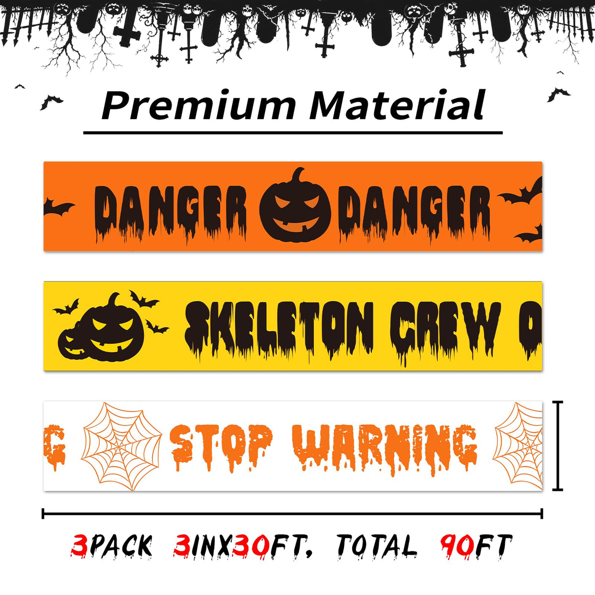 3 Pack Halloween Decorations Caution Tape