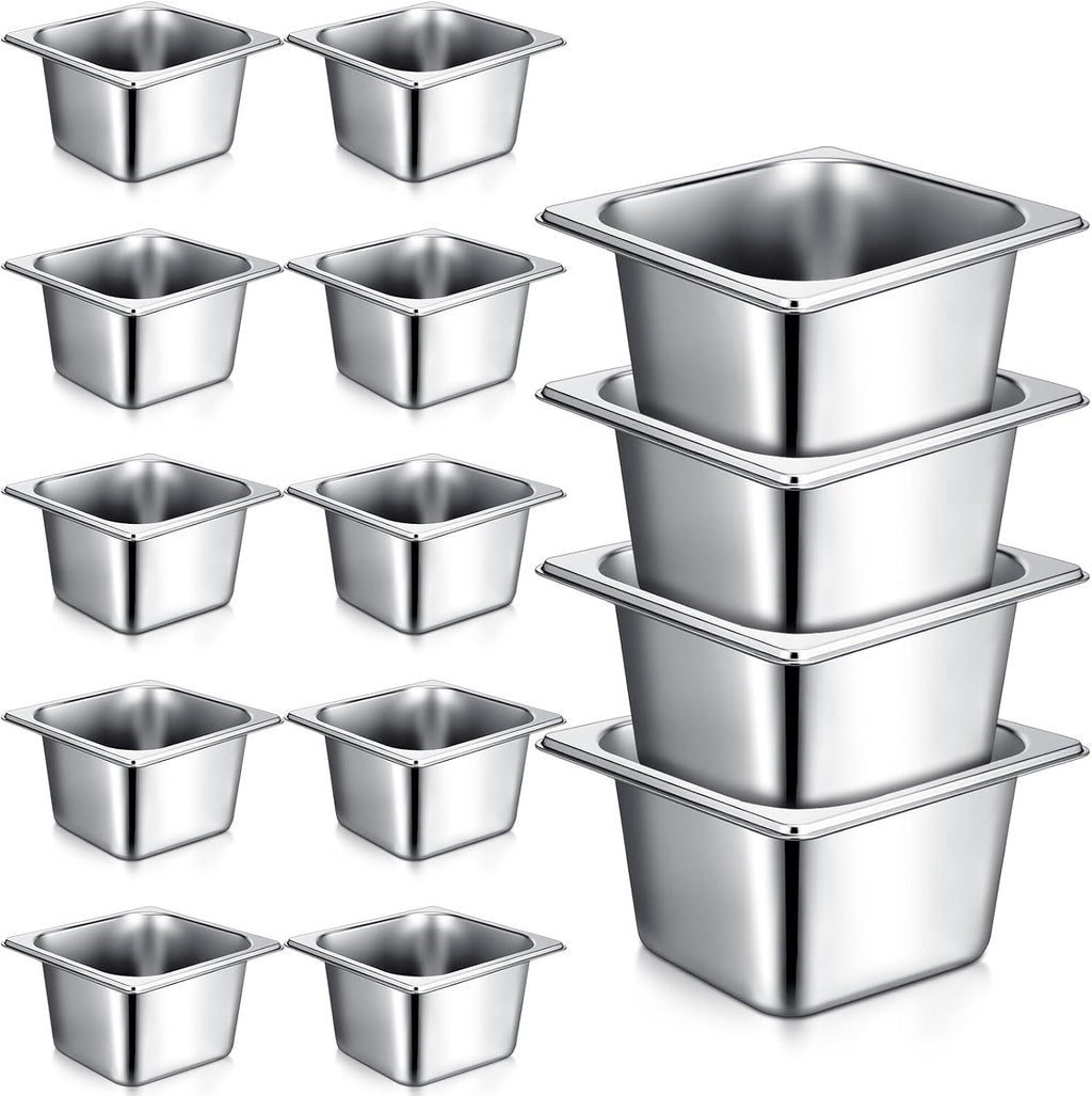 22 Pcs 1/6 Size Pan 4 Inch Deep Metal Hotel Steam Table Pan Bulk Set