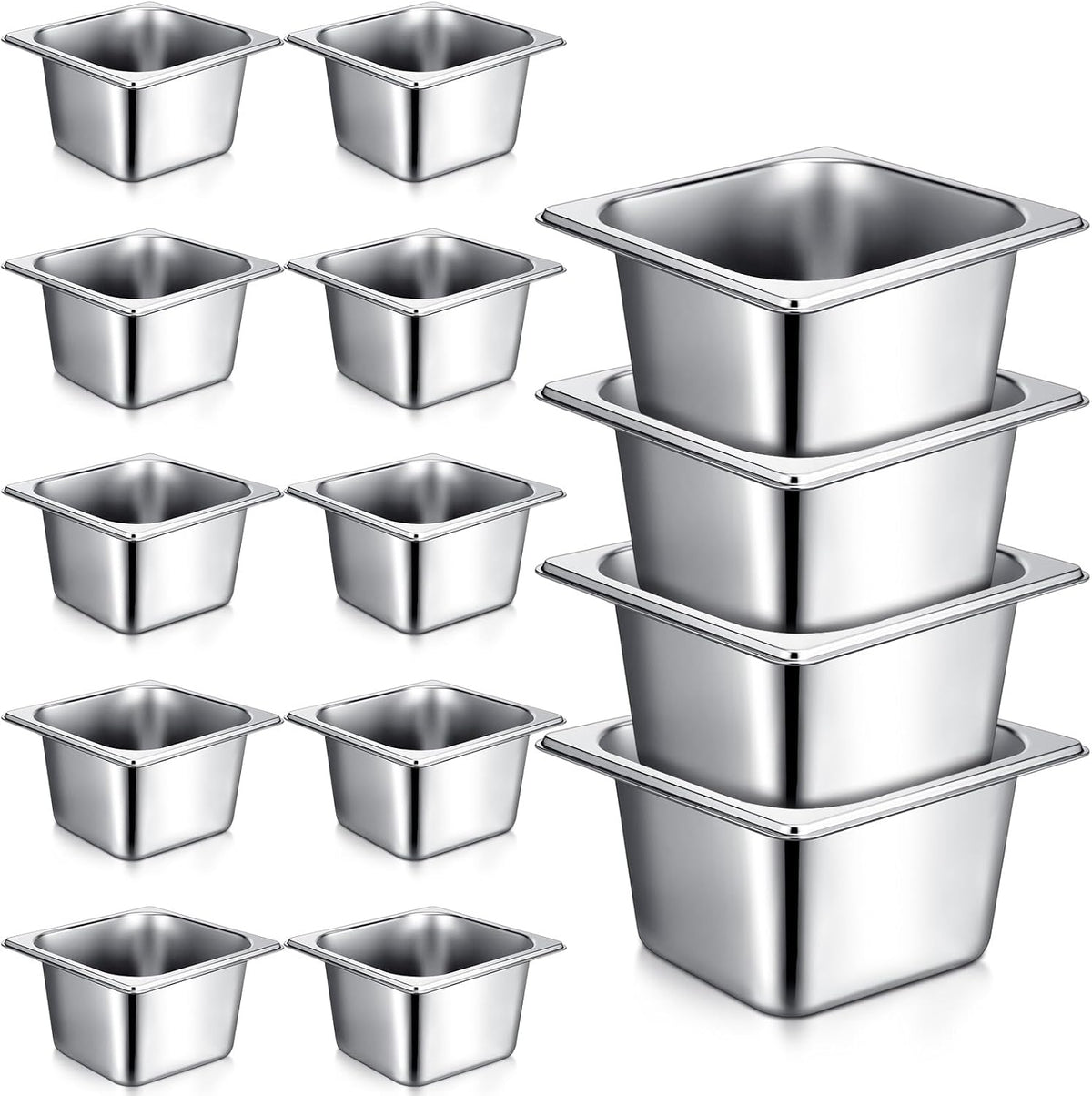 22 Pcs 1/6 Size Pan 4 Inch Deep Metal Hotel Steam Table Pan Bulk Set