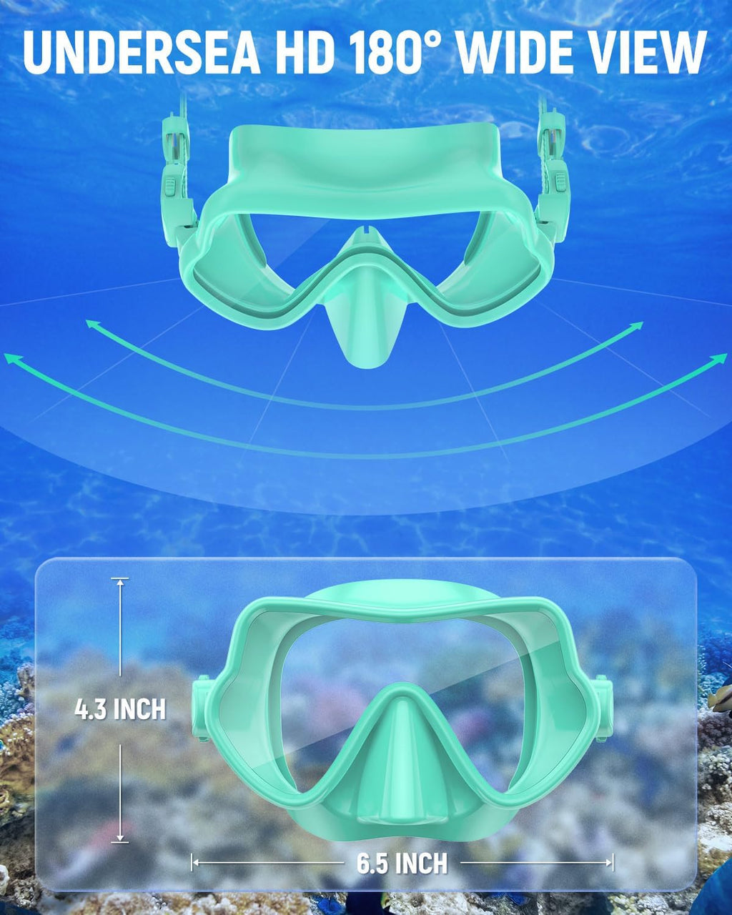 WSTOO Frameless Swim Goggles with Nose Cover for Adults, Panoramic Anti-Glare & Anti-Fog Tempered Glass Lenses, and