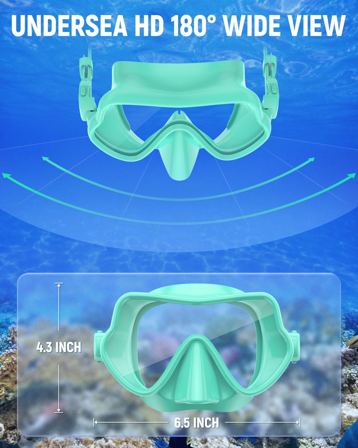 WSTOO Frameless Swim Goggles with Nose Cover for Adults, Panoramic Anti-Glare & Anti-Fog Tempered Glass Lenses, and