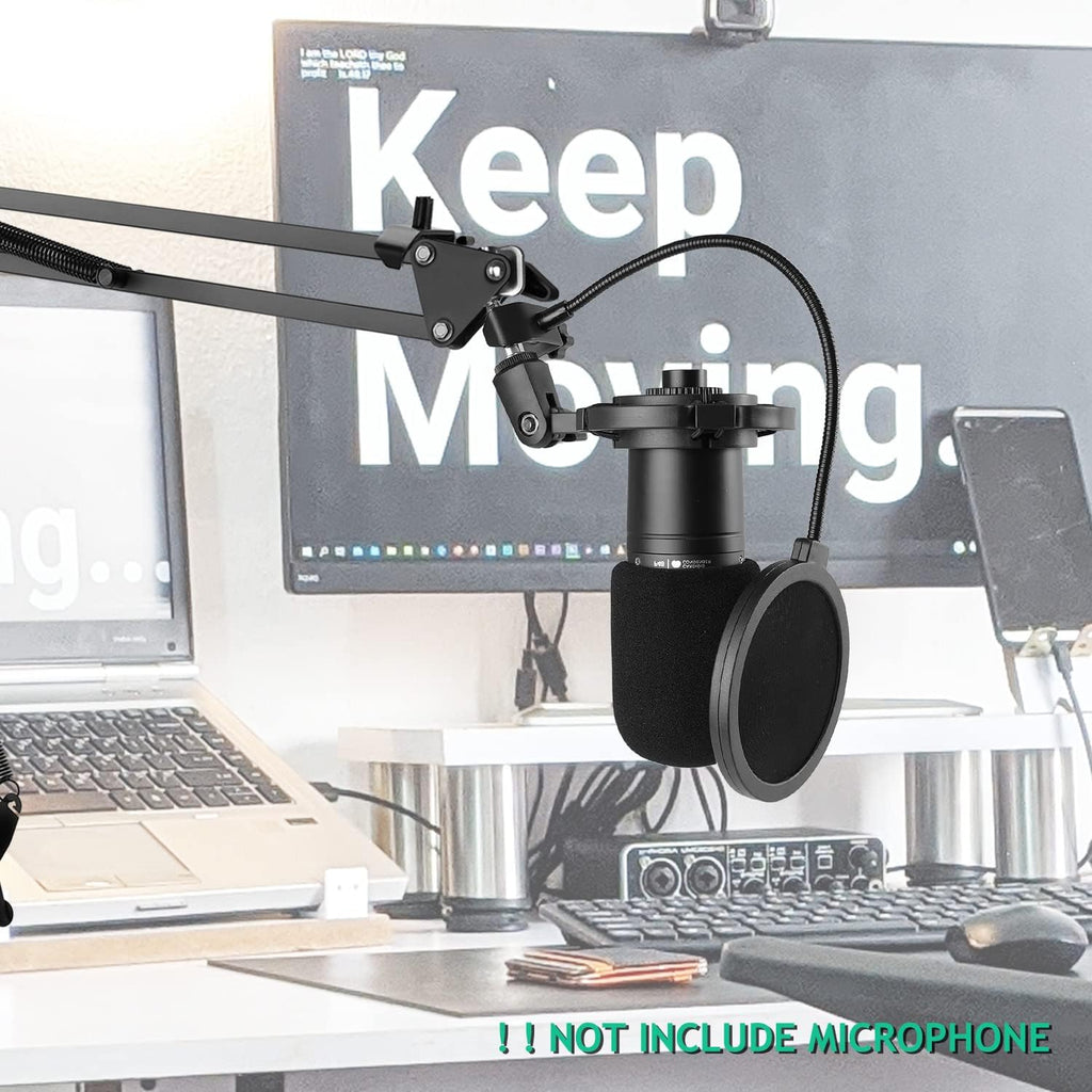 AT2020 Shock Mount with Pop Filter and Foam Windscreen, Noise Reduction Microphone Shock Mount Mic Holder for Audio
