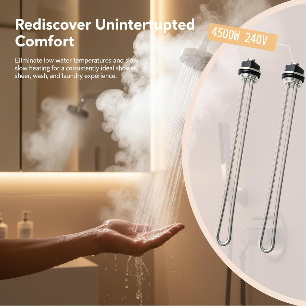 Upgraded 100108283 4500W 240V Water Heater Element 2 Pack, Socket Wrench & 2 PTFE Tape, for AO Smith ECT ECS ECL ECJN E6, Replaces 100108284 9000092015 9000092045