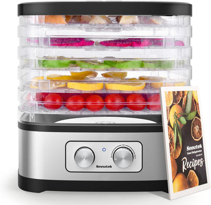 Food Dehydrator, 5 BPA-Free Trays, Adjustable Temperature Control | Dehydrators for Jerky, Fruit, Herb & Dog Treats