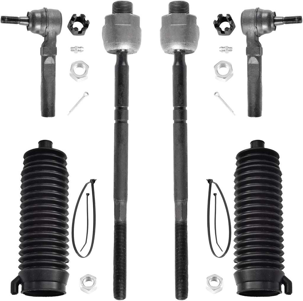 6pcs Front Steering Kit Tie Rod End Inner and Outer and Boots for 2WD Chevy Silverado 1500 GMC Sierra 1500 1999-2006