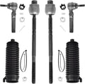6pcs Front Steering Kit Tie Rod End Inner and Outer and Boots for 2WD Chevy Silverado 1500 GMC Sierra 1500 1999-2006