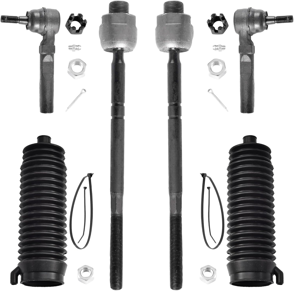 6pcs Front Steering Kit Tie Rod End Inner and Outer and Boots for 2WD Chevy Silverado 1500 GMC Sierra 1500 1999-2006