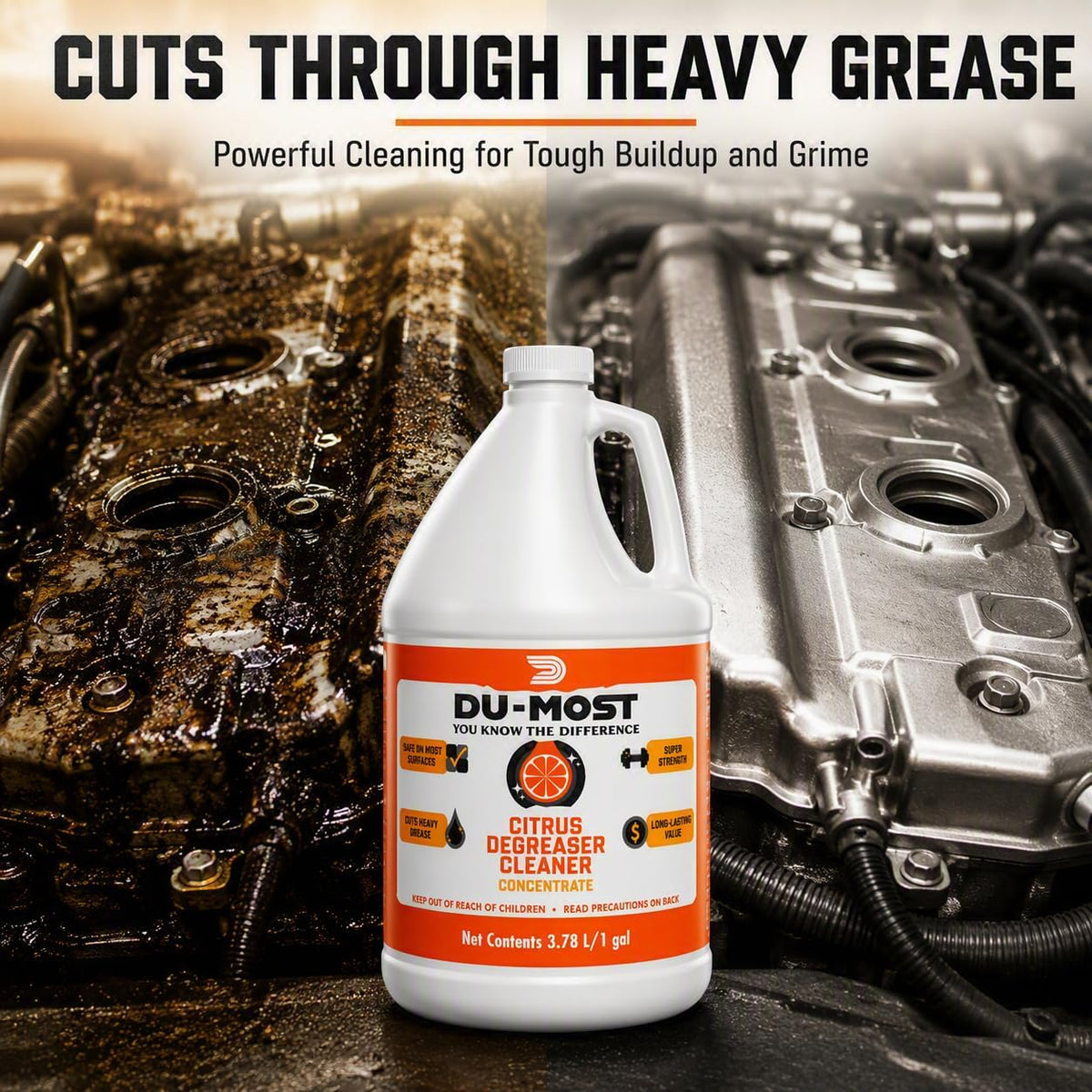 Citrus Degreaser Concentrate, Heavy Duty Grease Cleaner, 1 Gallon