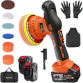 Cordless Car Buffer Polisher Kit, 2x4000mAh 21V Batteries, 6-Inch Orbital Car Polisher, 8 Variable Speeds, LED
