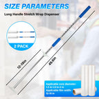 2-Pack 48 Inch Long Handle Stretch Wrap Dispenser Tool