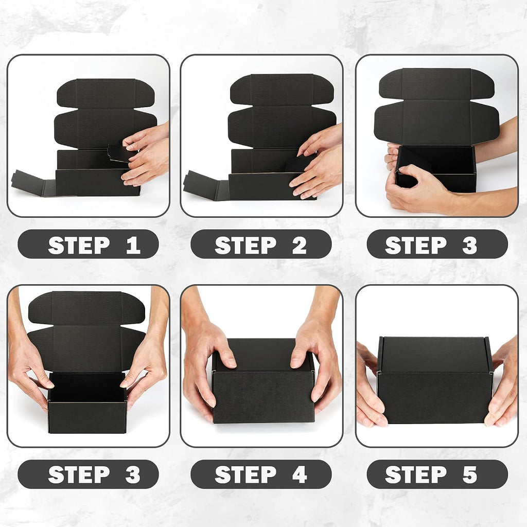 Black Shipping Boxes 6x6x4 Inches, 20 Pack
