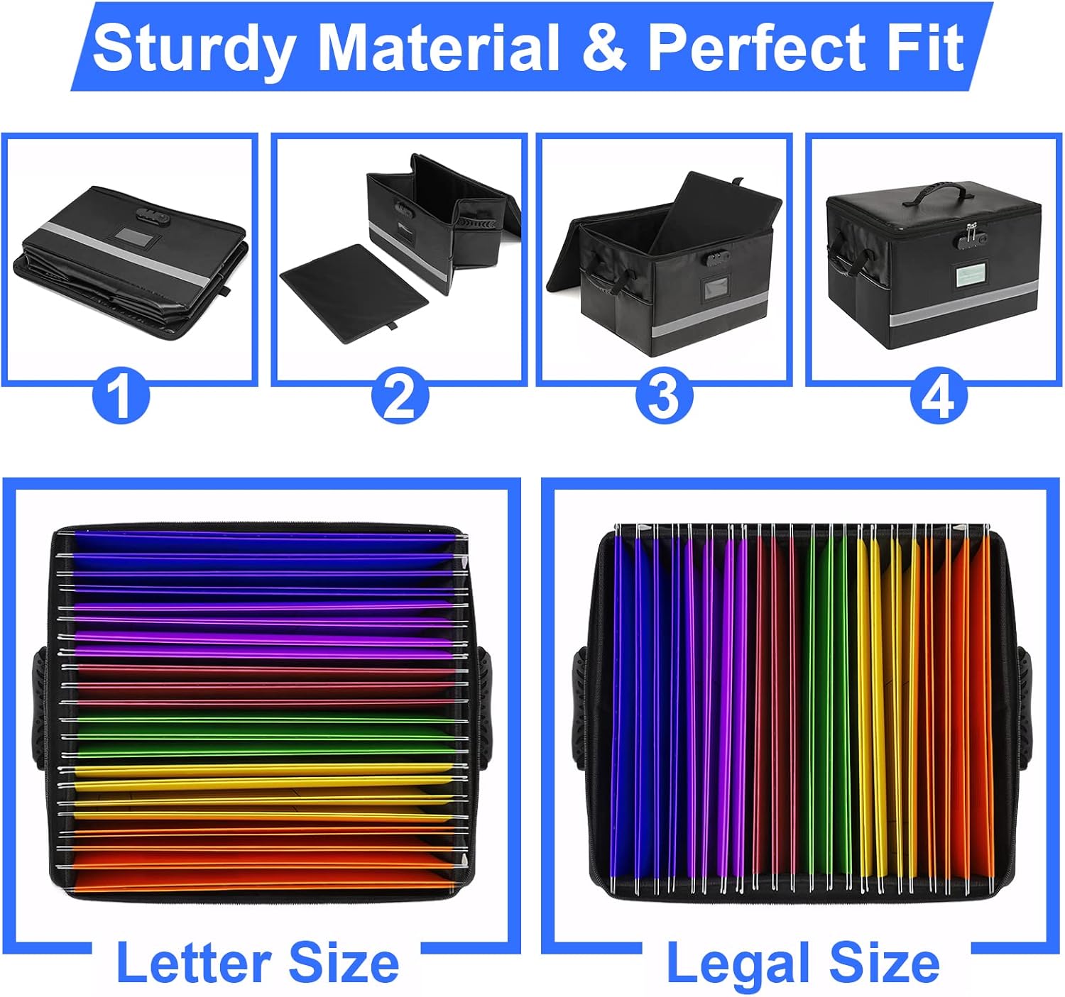 File Organizer, Fireproof File Box with Lids, Important Document Organizer Box with Lock, Portable File Folder