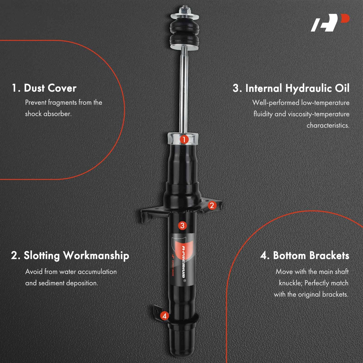 A-Premium Front Bare Struts Without Coil Spring Compatible with Honda