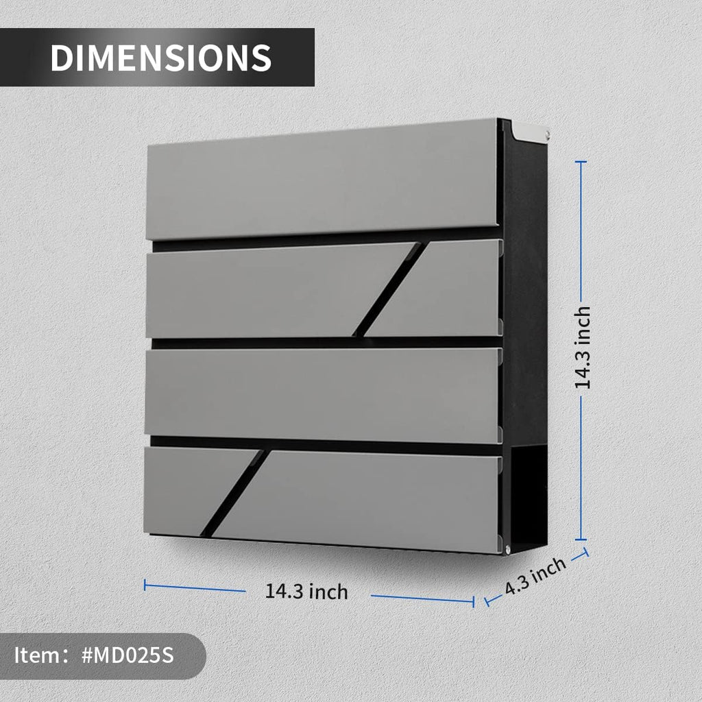 Mailbox Wall Mount,Large Capacity Locking Mailbox for Outside,Galvanized Steel Cover and Rust-Proof Metal Post Box