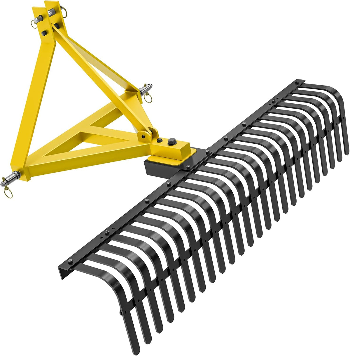 60" 3 Point Rock Rake for Tractors, Heavy-Duty Landscape Rake with 360° Rotation, Category 1 Hitch Attachment