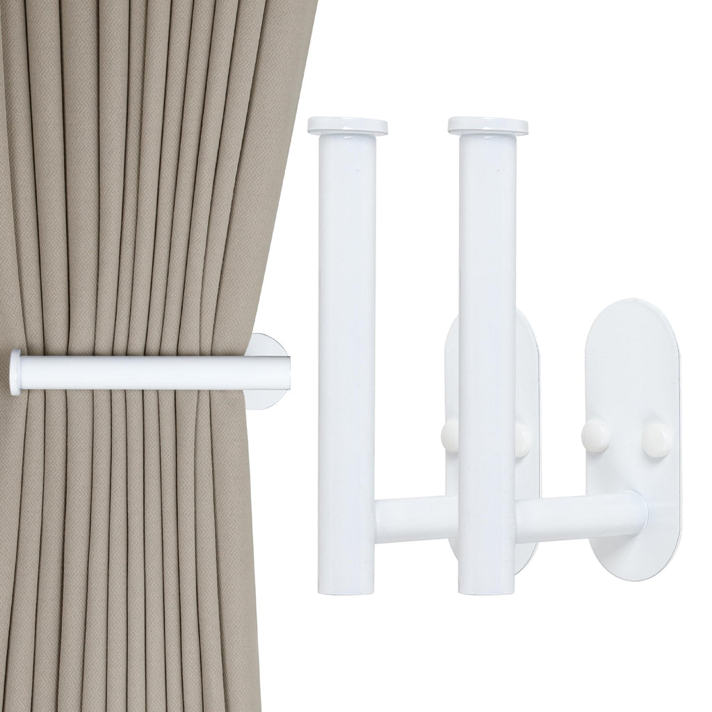 2 Pcs Adhesive Curtain Holdbacks, Screw-in Curtain Tiebacks, White