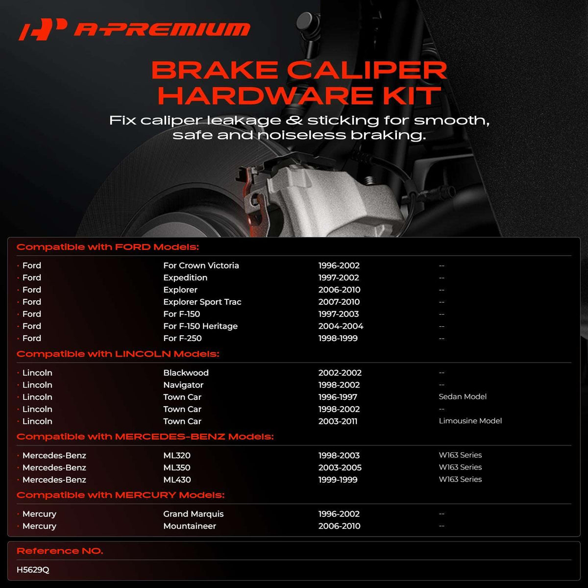 A-Premium Rear Side Disc Brake Hardware Kit