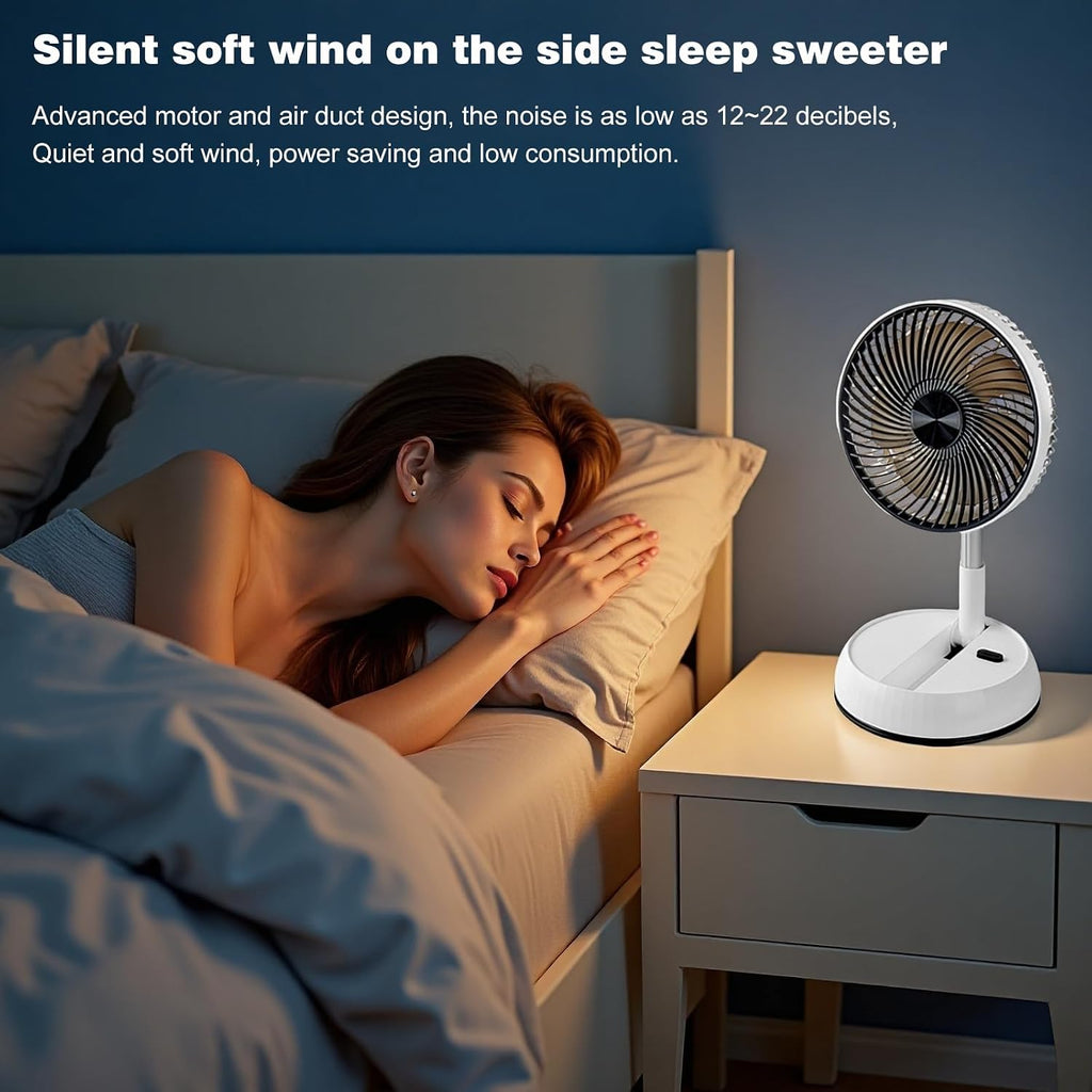 Portable Oscillating Pedestal Fan, 8 inch Foldable Standing Fan,7200mAh Rechargeable Battery USB Table Fan, Height